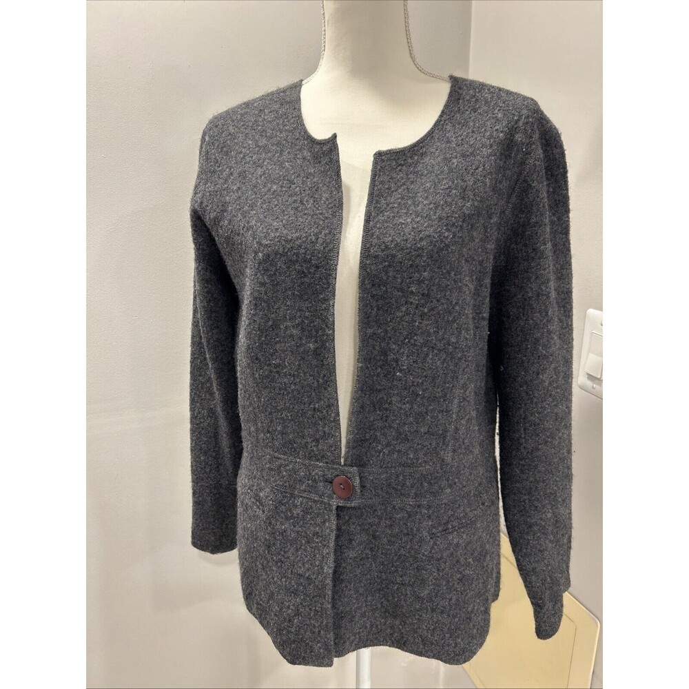 Talbots Vintage Wool Jacket Size Large Charcoal Gray Single Button